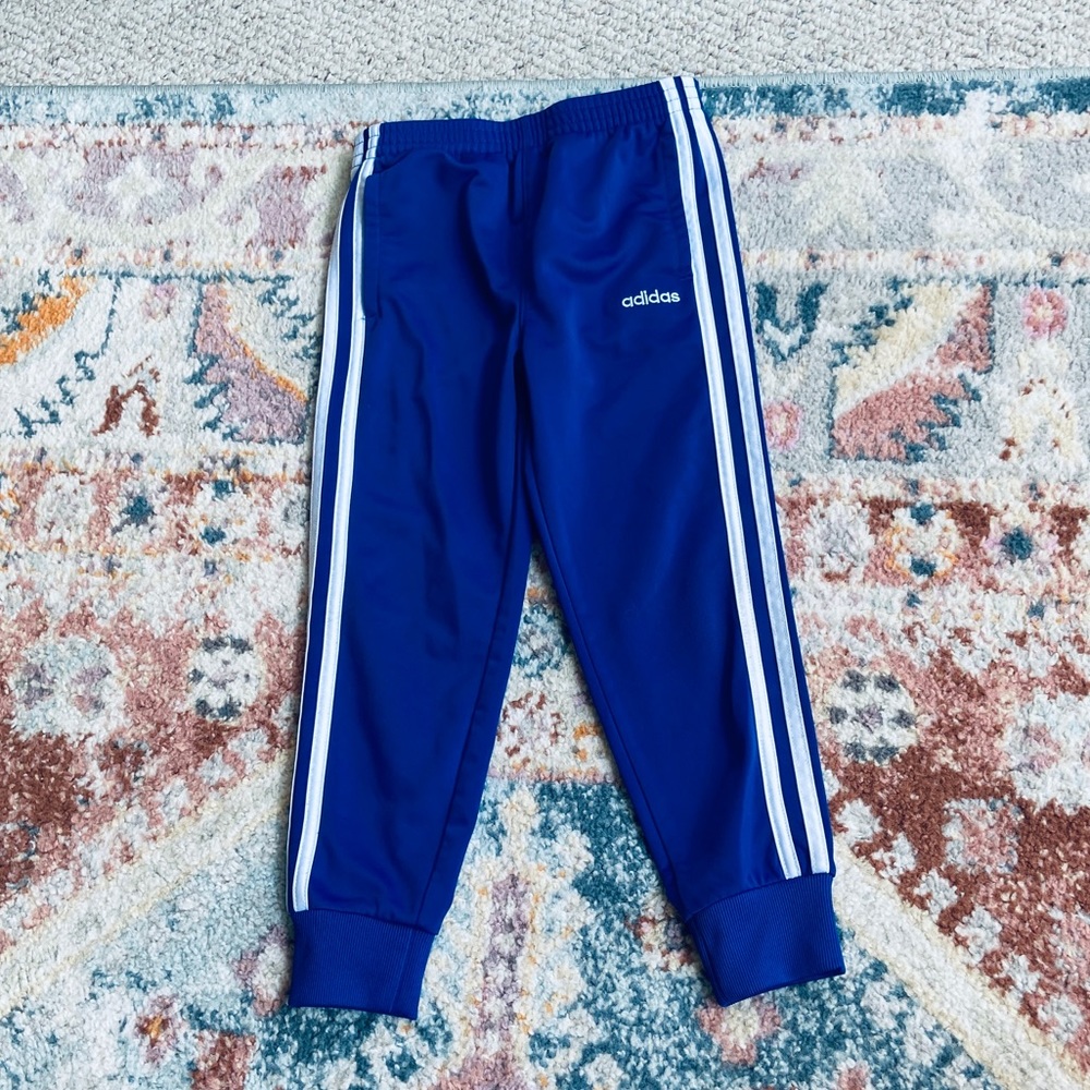 Adidas Three Stripes Athletic Pants Blue White Three Stripes Retro Boys Girls 5